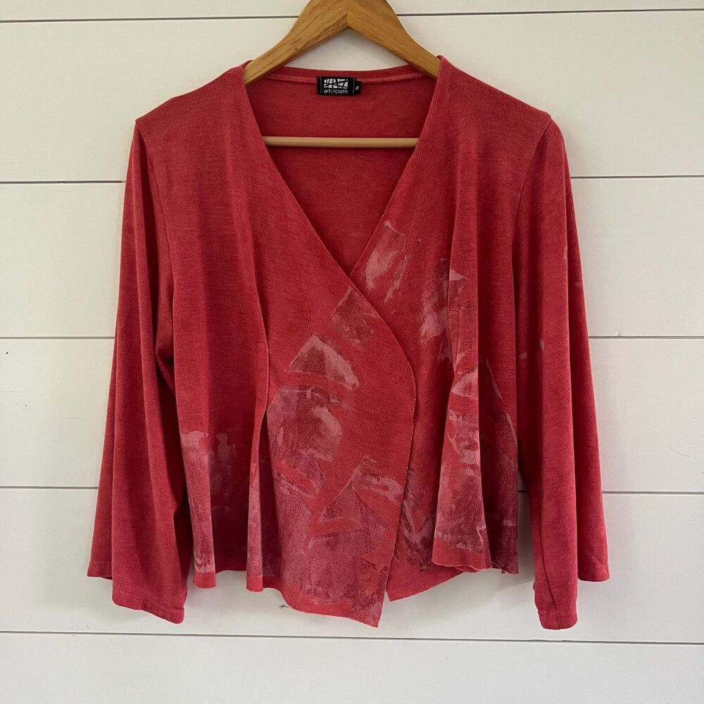 Open Cardigan with 3/4 Wide Sleeves Coral Lightweight artofcloth Women's Small